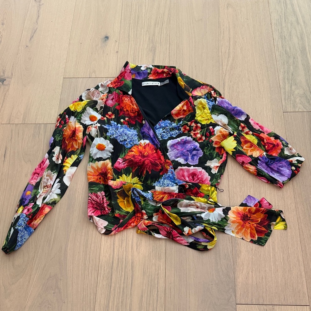 Alice + Olivia Floral Wrap Blouse - Multicolor